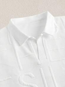 Mercer Haus 男士休闲纹理短袖 Polo 衫和短裤套装，夏季两件套，适合日常休闲和度假穿着 - 白色 - 查看 3