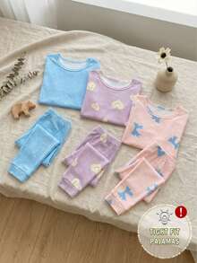 Bộ đồ ngủ 6 món cho bé gái, gồm áo thun ngắn tay và quần legging, kiểu dáng ôm sát, thích hợp mặc ở nhà. Thiết kế tối giản, chất liệu vải dệt kim co giãn và thoáng khí, có thể giặt máy, thoải mái khi mặc và dễ bảo quản (2 bộ bán riêng lẻ). - Nhiều màu - Xem 3
