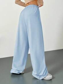 SHEIN Tall 柔软白色针织家居宽松裤，宽松长裤 - 淺藍色 - 查看 3