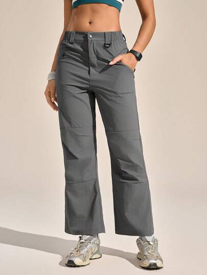 Exploreva 女士休闲纯色拉链口袋徒步裤