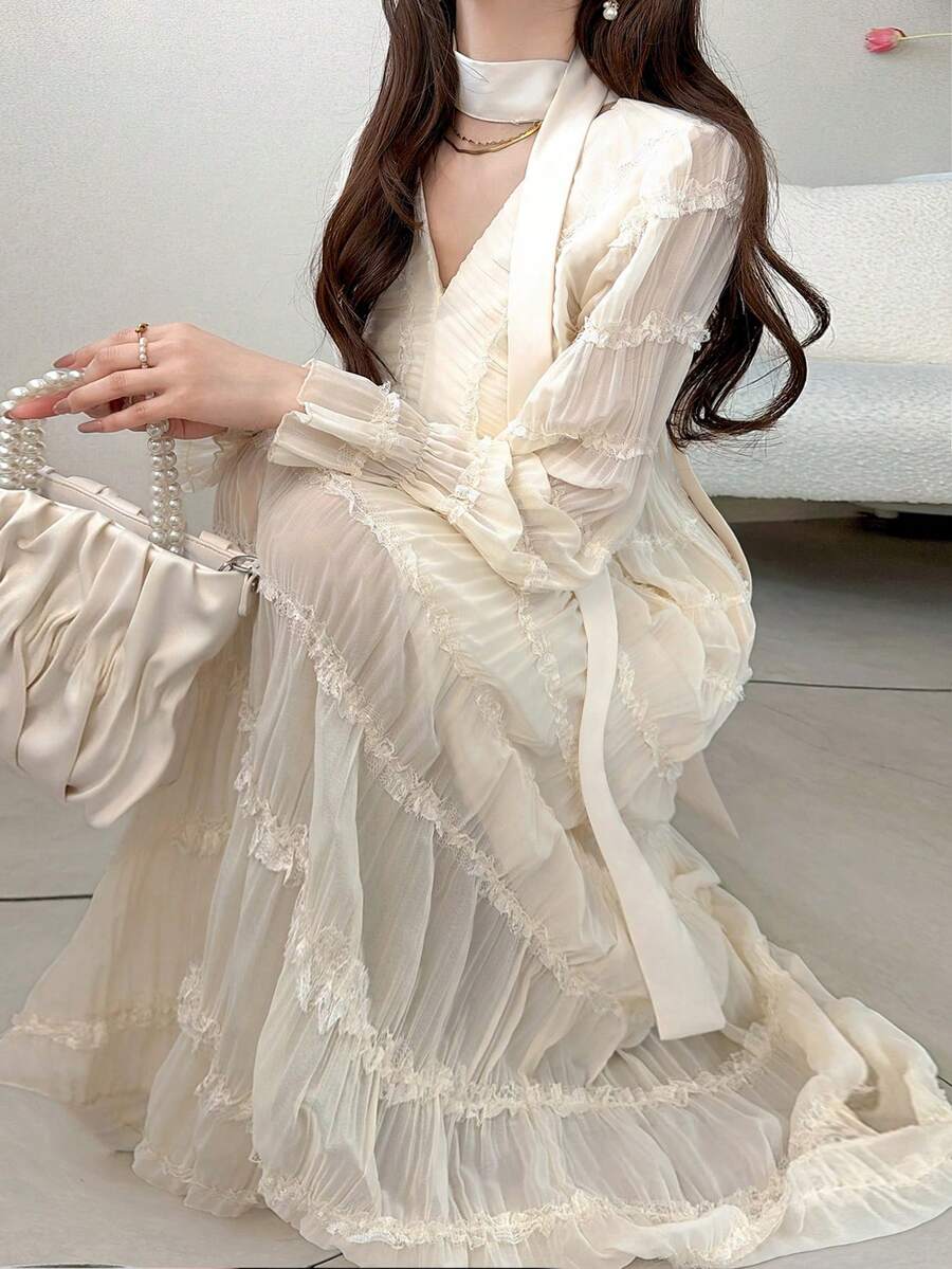 FRIFUL Vestido de mujer con textura que ciñe la cintura, vestidos de verano - Negro - Ver 1