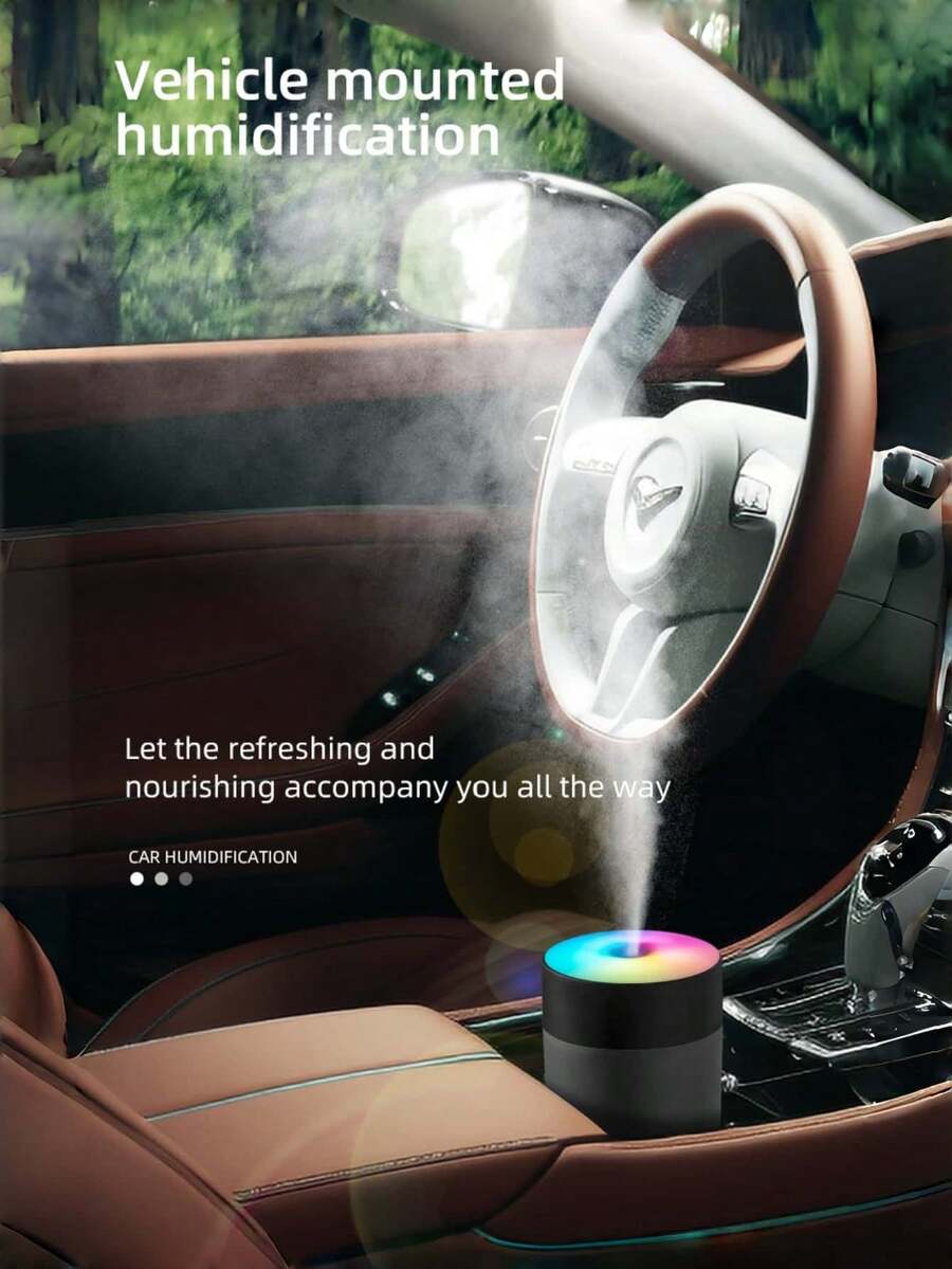 1pc Mini Humidifier Colorful LED Night Light Creative Desktop For Bedroom Car Home Office Portable Small Air Moisturizer - multicolor - View 1