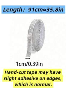 1 件自粘水晶钻丝带 - DIY 钻石丝带贴纸，带 2 毫米水钻，可用于工艺品、手机、汽车装饰的闪亮银色丝带卷 - 銀色 - 查看 6