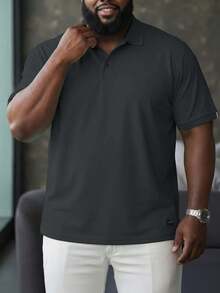 Manfinity Homme 男士纯色短袖 Polo 衫 男士 Polo 衫 男士翻领衬衫 黑色 Polo 衫 男士 Polo 衫 - 深灰色 - 查看 2