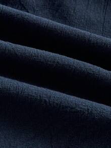 Mercer Haus Pantalones deportivos casuales sueltos y transpirables de lino fino para hombres, adecuados para la playa, primavera/verano - Azul Marino - Ver 6