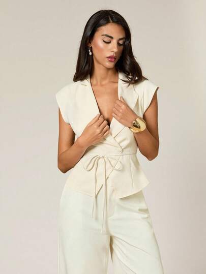 Briarwyn 女士纯色短袖西装外套