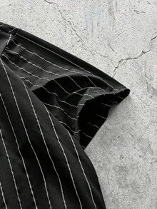 EVRINFINITE 男士V领短袖Polo衫，休闲印花T恤，夏季 - 黑色 - 查看 4