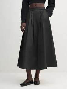 BizChic Chân váy chữ A cơ bản dành cho nữ, đa năng, phù hợp đi làm, công sở, thường ngày, trang phục công sở thanh lịch. - Màu xám đen - Xem 5