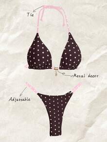 Elavelle Spring Break Women's Solid Color Spaghetti Strap Sexy Bikini Swimwear Set - Multicolor - View 1