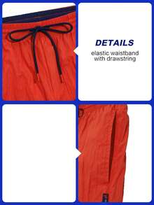 Solantero Men's Red Summer Casual Beach Holiday Solid Color Slant Pocket Drawstring Waist Shorts,Board Shorts,Swim Trunks,Vacation,Hawaii,Tropical,Bathing - Red - View 6