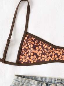 Swim Mod 2pcs/Set Women's Sexy Random Print Swimsuit For Beach Vacation, Padless Adjustable Strap Backless Bikini Set - Multicolor - View 6