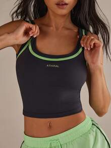 Athîral Women's Casual Sports Contrast Stitching Grey Vest Top, Spring/Summer - Multicolor - View 5