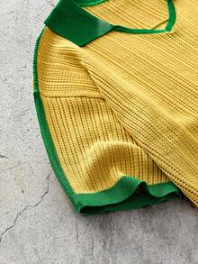 EVRINFINITE 男士拼接五角星数字图案休闲百搭日常针织短袖上衣 - 彩色 - 查看 4