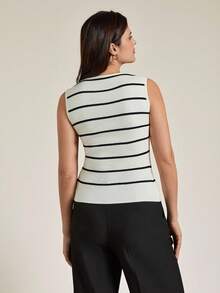 Briarwyn Women's Casual Commuter Sleeveless Striped Knit Top, Summer - White - View 6