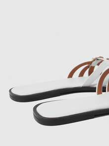 Sleekvia Women's Comfortable Flat Non-Slip Versatile Metal Outdoor Flip Flops Summer Shoes - White - View 4