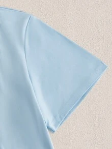 Mercer Haus 男士休闲标语印花短袖T恤，夏季 - 淺藍色 - 查看 4