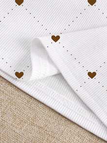 Resyla Camiseta de tirantes casual y versátil con cuello redondo y estampado de corazones para mujer - Blanco - Ver 3