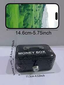 1pc Lockable Pink/Black Color Coin Canister, Portable Storage Box For Cash, Cards, Documents - 1pcs - View 8