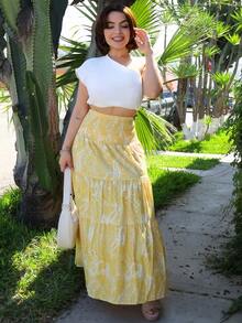 Lupita Cardoza Women's Boho Print Long Skirt, Casual Vacation Everyday Wear, Spring/Summer - Yellow - View 4