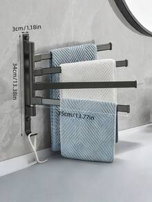 Aluminum 180 Degree Rotating Shower Towel Rack With Hooks Wall Mounted Foldable Drill Free Installation Large Capacity Strong Load Bearing For Bathroom Organization Storage Space Saving Modern Minimalist Bathroom Accessories Must Have - Multicolor - View 8