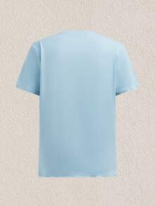 Mercer Haus 男士休闲标语印花短袖T恤，夏季 - 淺藍色 - 查看 2