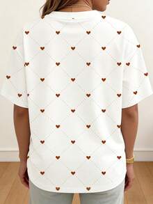 EMERY ROSE Áo thun nữ cổ tròn in hình trái tim và chấm bi, kiểu dáng thường ngày. - Nhiều màu - Xem 2