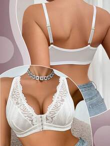 女士前扣式无钢圈文胸一件装 - 白色 - 查看 3