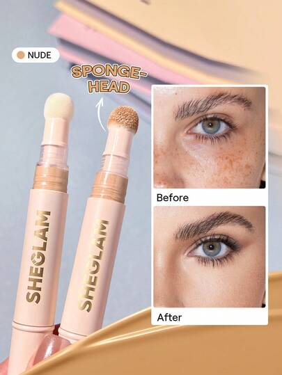 SHEGLAM Correttore Complexion Boost-Applicatore In Spugna Color Nude Correttore Liquido Opaco Correttore Colorato Illuminante A Lunga Tenuta Correttore Idratante Leggero Per Tutto Il Giorno Correttore Invernale Di Natale Marchio Bellezza Trucco Cosmetico Per Donne Ragazze Perfetto Per Estate Primavera Ideale Per Y2K Elegante Moda Adatto Per Compleanno Festa Della Mamma Regalo Festa Pronto Migliore Colore