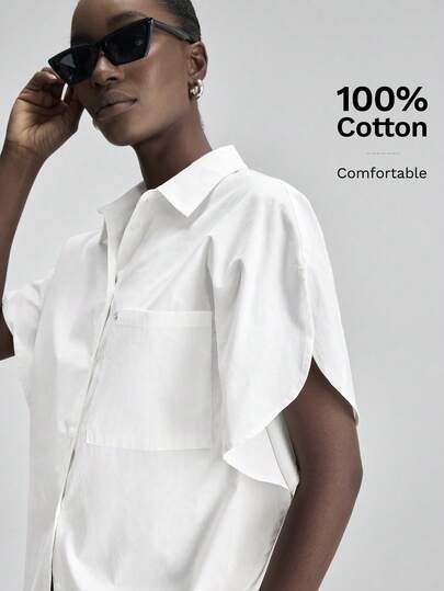 Ontre Damen Sommer Casual einfarbige Fledermausärmel Bluse, vielseitig einsetzbar für Abschlussfeier, Urlaub, Muttertag, Strand, Pendeln