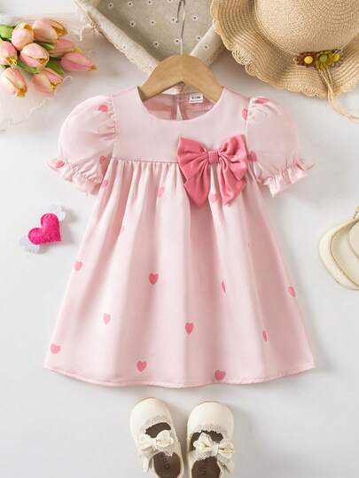 Elladie kids 1件女婴可爱3D立体碎花连衣裙，适合夏季穿着