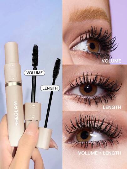 SHEGLAM Lash Besties 2-In-1 Mascara Volumizing Double Head Brush Easy To Remove No Smudge Long-Lasting Define Thick Lengthening Volume Big Eyes Mascara Brand Beauty Makeup Face Paint Cosmetic For Women Girls Perfect For Spring Summer Ideal For Y2K Fancy Fashion Suitable For Birthday Mother'S Day Gift Rave Party Ready Best Color