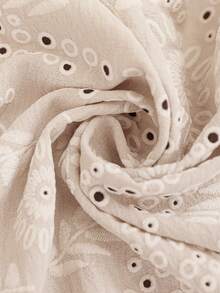 Boho Mama Đầm bầu kiểu dáng nghỉ hè, chất liệu jacquard lưới thêu, cổ tim, tay phồng, vạt trước xếp ly. - Màu Khaki - Xem 7