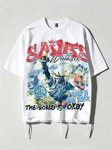 ROMWE MEN Street Life Men's Casual Short Sleeve T-Shirt With Heavy Distressed Design - White - View 3