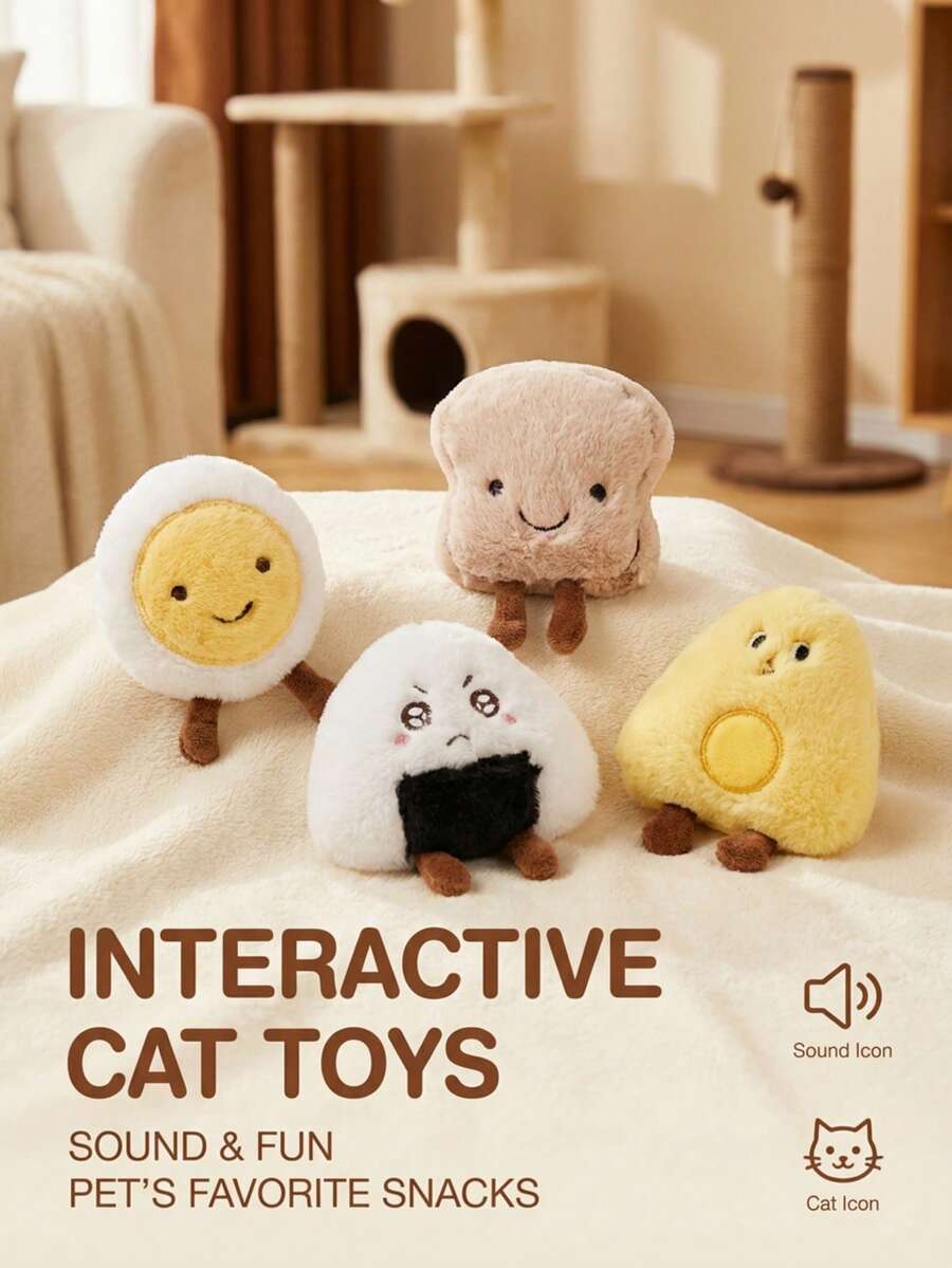 PETSIN Đồ chơi nhồi bông hình chó dễ thương thuộc bộ sưu tập Bữa sáng, có âm thanh sủa BB, đồ chơi tương tác cho chó. - Nhiều màu - Xem 1