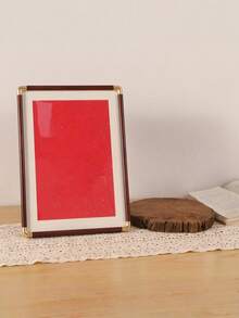 1 pieza Marco de fotos minimalista, soporte de exhibición de fotos de PC simple para decoración del hogar, Día de San Valentín, Boda de San Valentín, Cumpleaños - Nuez roja - Ver 5