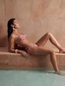 Anewsta Damen Bikini-Set mit Karomuster, 2-teilig für Strandurlaub - Verschiedenfarbig - Übersicht 5