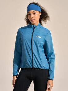 SHEIN In My Nature Áo đạp xe dài tay nữ, màu xanh dương - Màu xanh lam - Xem 3