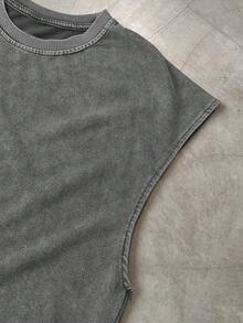 PAVTROS Manfinity Streetrush Men's Summer Casual Loose Fit Crew Neck Tank Top - Dark Grey - View 5