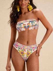 Travachic Bộ bikini quây in hoa dành cho nữ, trang phục mùa hè cho nữ, đồ bơi nữ, áo tắm nữ. - Nhiều màu - Xem 1