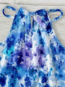 SHEIN LUNE 女士休闲扎染印花露背吊带背心，适合春夏穿着 - 彩色 - 查看 6