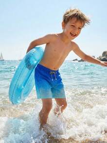 SHEIN 1 条装青少年男孩休闲度假二合一沙滩短裤，印有热带椰子植物图案，适合度假、日常生活、上学、旅行、运动、春夏季节 - 彩色 - 查看 2