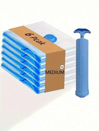 Bộ 6 túi đựng đồ hút chân không chịu lực cao (bao gồm bơm tay) - Túi nén cỡ lớn/vừa/nhỏ, có nắp trong suốt và đáy màu đen, được làm từ chất liệu nhựa dày dặn, đa chức năng dùng cho du lịch, chuyển nhà và lưu trữ theo mùa - Túi sắp xếp hành lý tiết kiệm không gian, giúp bảo quản quần áo và chăn ga gối đệm không bị nhăn, bền và dễ mang theo (thích hợp cho việc chuyển nhà, du lịch và sắp xếp nhà cửa) - Bao gồm 6 túi lớn, 6 túi vừa và 6 túi nhỏ.