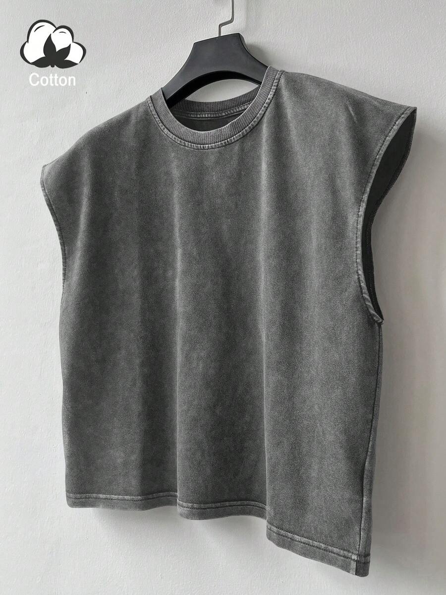 PAVTROS Manfinity Streetrush Men's Summer Casual Loose Fit Crew Neck Tank Top - Dark Grey - View 1