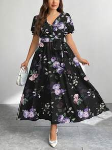 Modelyn 休闲简约复古碎花宽松大码连衣裙，适合秋冬季穿着 - 彩色 - 查看 3