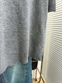 Franclia New Spring/Summer Casual Minimalist Round Neck Sleeveless Top, Featuring Paisley Print, Polka Dot Patchwork, French Elegant Style, Cropped Silhouette, Optimized Proportions, Suitable For Dresses Or Pants, Relaxed Fit, Ribbed Trim At Sleeve Cuffs And Neckline, Color Blocking Bow Design - Grey - View 6