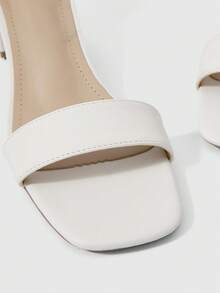 Sleekvia Giày sandal cao gót đế dày kiểu mới dành cho nữ, thiết kế đơn giản với quai ngang mắt cá chân, đa năng và thoải mái, phù hợp cho đi chơi, đi làm, dạo phố và du lịch. Giày mùa hè. - Gạo nếp trắng - Xem 5