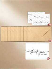 10 PIEZAS Tarjetas de Agradecimiento con Sobres y Pegatinas, Notas de Agradecimiento con Juego de Sobres Adecuado para Negocios, Bodas, Graduaciones, Despedida de Soltera - Multicolor - Ver 11