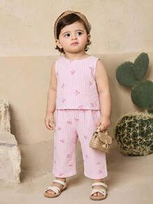 Travachic KIDS Babygirl Cute Ruffle Sleeveless Top And Pants Set, Summer - Multicolor - View 2