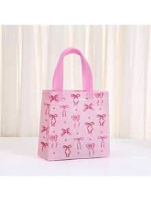 6/12/24个装，甜美蝴蝶结印花无纺布手提袋，生日礼物包装袋，创意清新小巧节日礼品袋 - 多色 - 查看 5