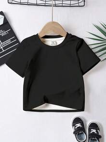 SHEIN 3pcs/Set Baby Boy Casual Minimalist All-Match Tee, Loose Comfortable Short Sleeve Round Neck T-Shirt, Suitable For Summer - Multicolor - View 4